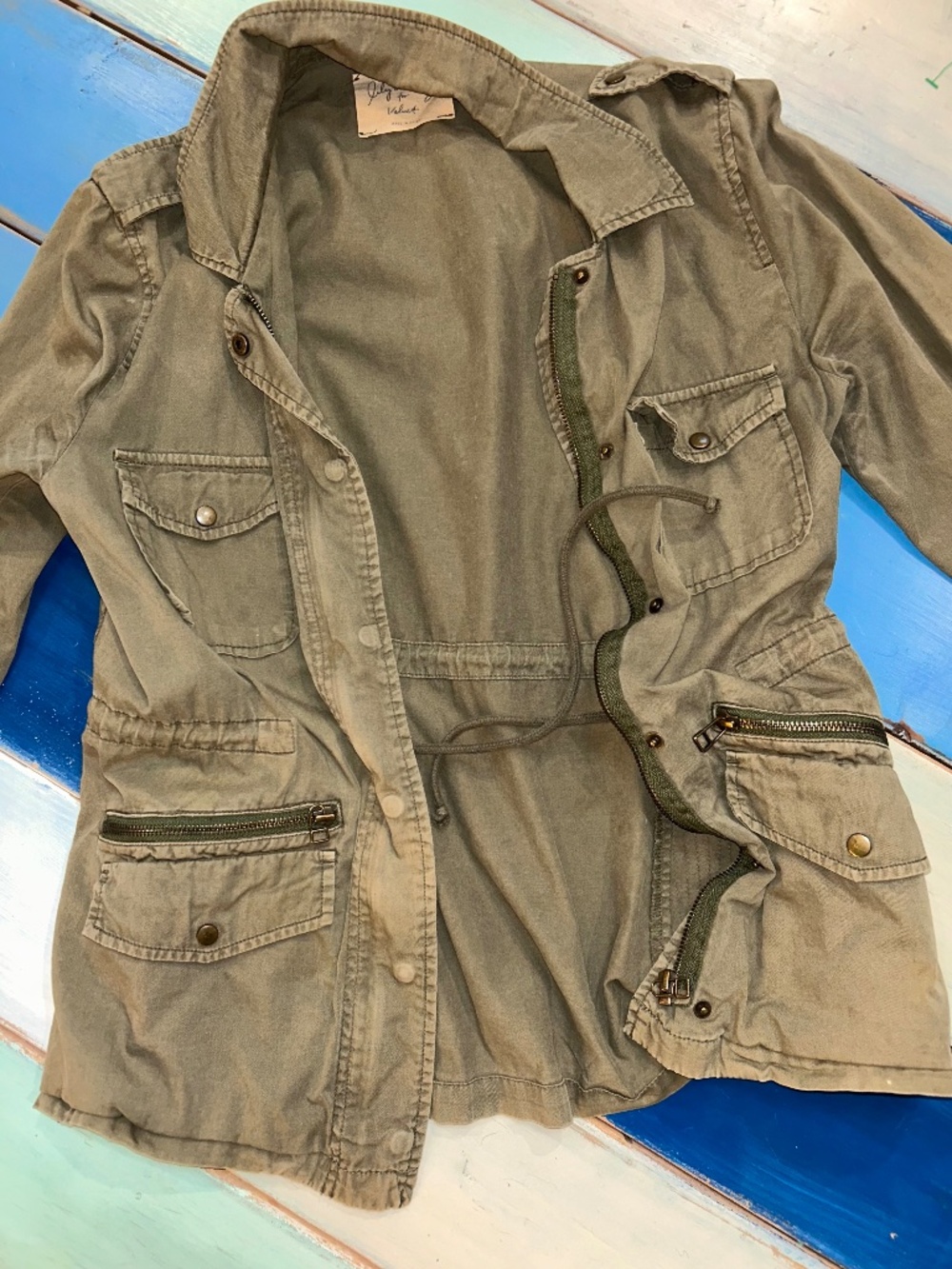 Velvet by Graham & Spencer Utility Jacket Women’s Small Green Military Cargo